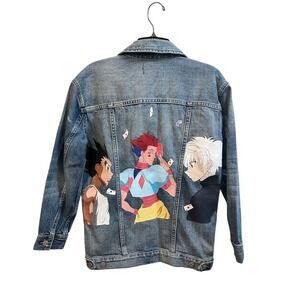 Madewell Oversized Jean Jacket Anime Hunter x Hunter Hand‎ Painted Size XXS NWT
